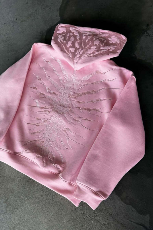 Sweat à capuche patchwork délavé vintage