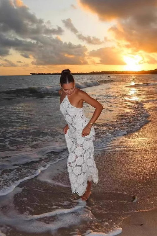 Robe moulante sirène à découpes en jacquard style bohème