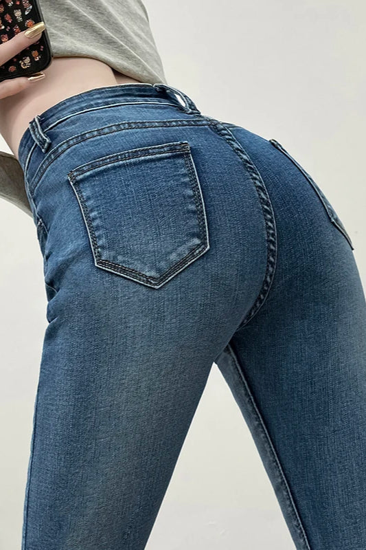 High Waist Skinny Pencil Jeans