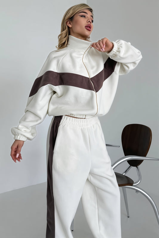 Colorblock Zip Jacket Pants Set