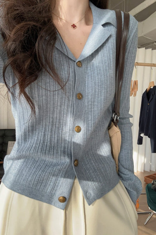 Wool Blend Textured Cardigan Grey / S