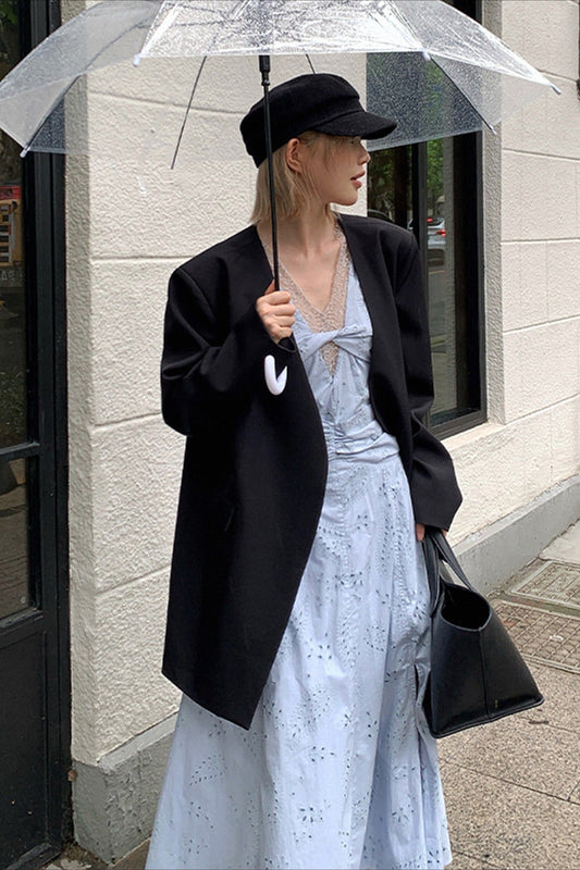 Oversized Black Casual Blazer