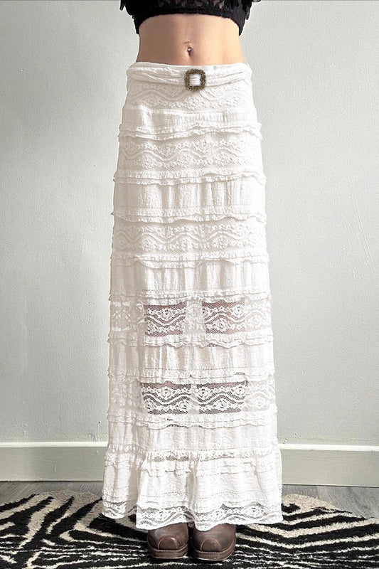 Jupe longue slim en dentelle jacquard