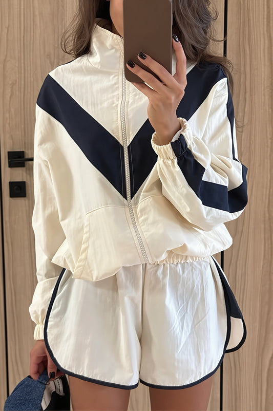 Chevron Colorblock Zip Pants Set