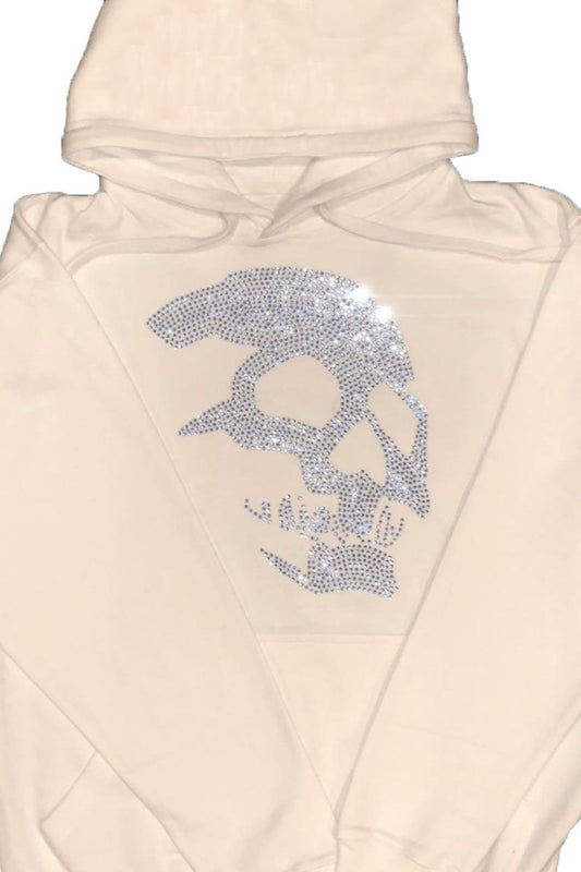 Rhinestone Skull Pullover Hoodie