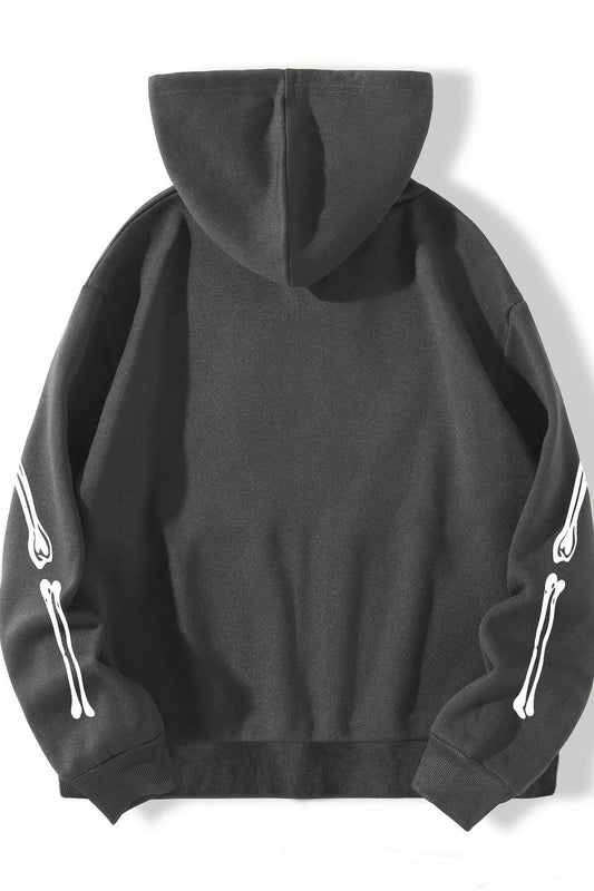 Chic Skeleton Print Relaxed Pullover Hoodie
