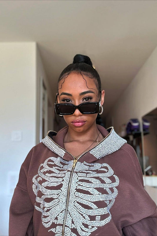Rhinestone Skull Full Zip Hoodie