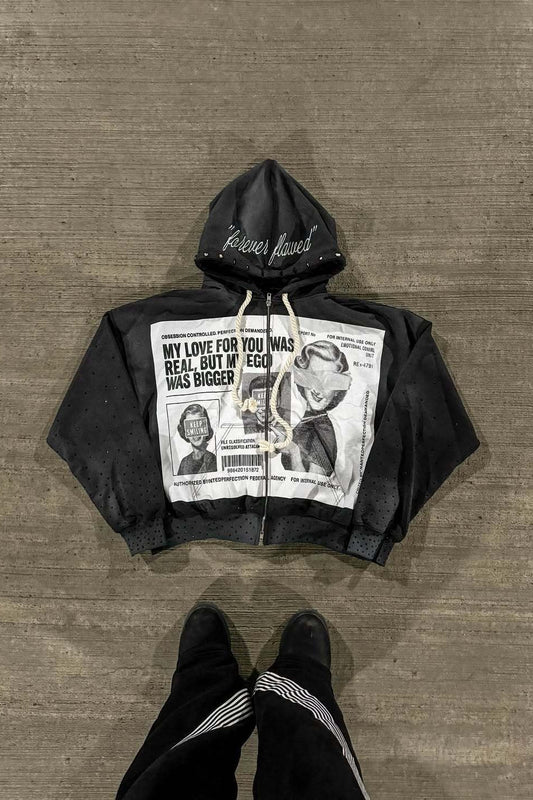 Color Block Rhinestone Street Hoodie