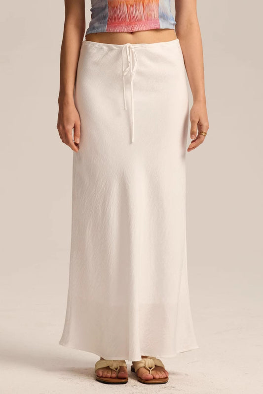 Jupe midi moulante taille haute à cordon de serrage