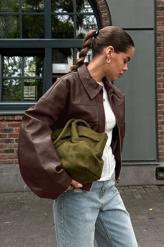 Veste en cuir marron vintage