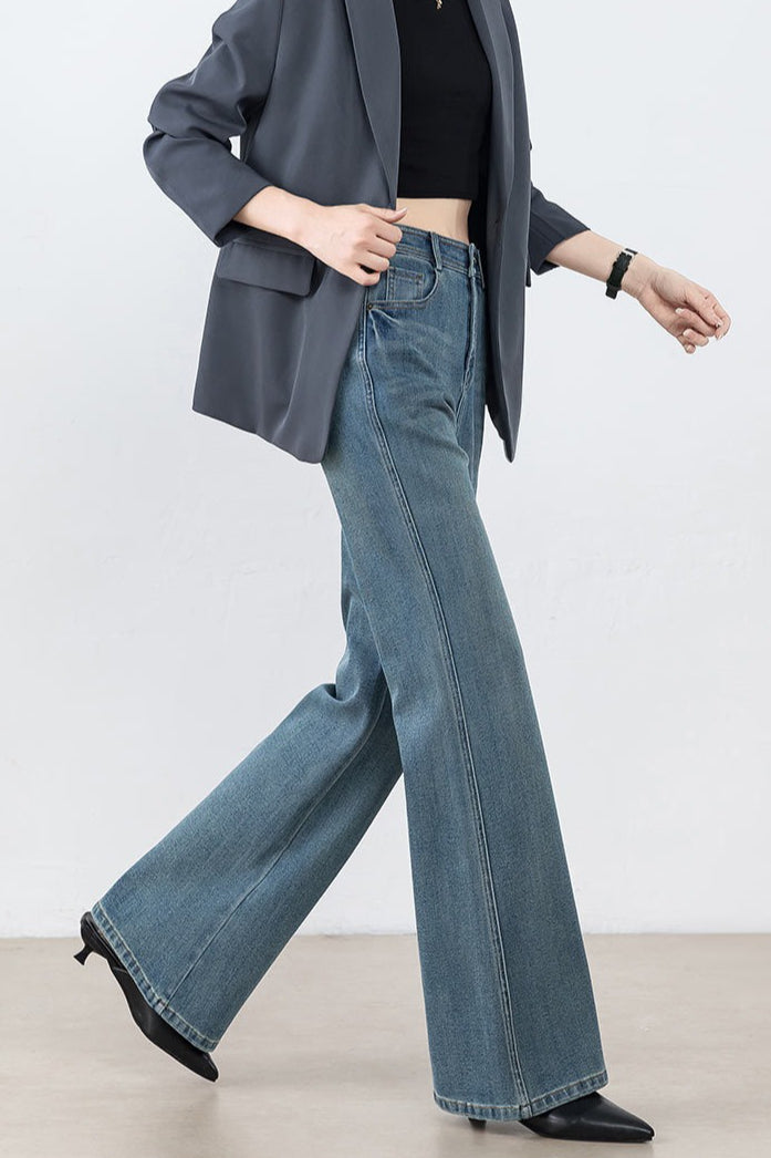 High Waist Tencel Stretch Flared Jeans