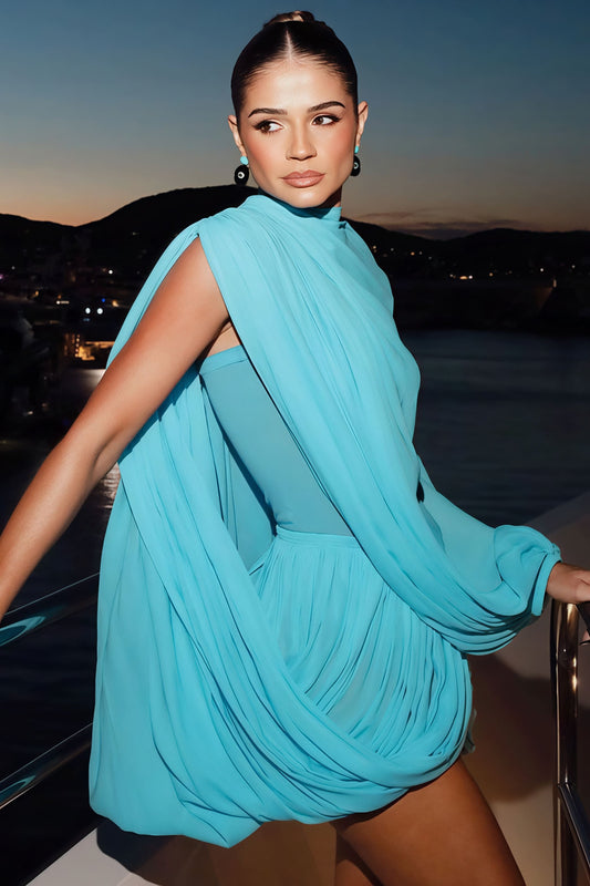 Solid Elegant Draped Bandeau Skirt Set