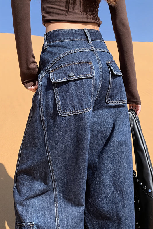 Cargo Pocket Baggy Wide Leg Jeans