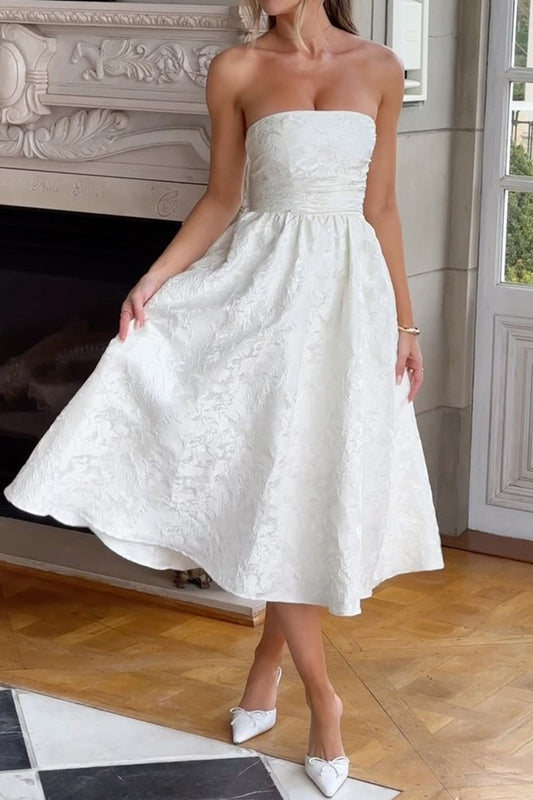 Strapless Elegant Party Dress XS / White