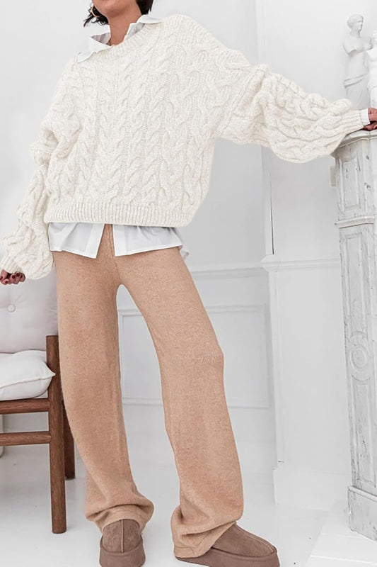 Pull vintage en grosse maille torsadée