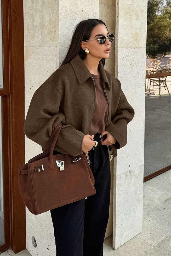 Minimalist Wool Cropped Jacket