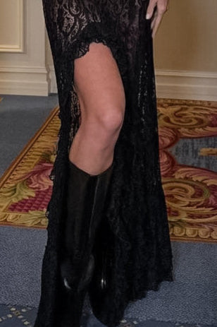 Jupe trapèze à volants en dentelle