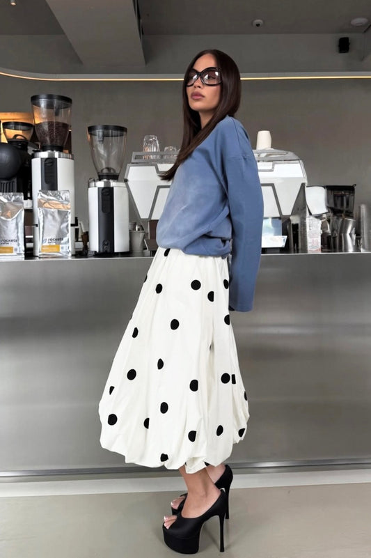Polka Dot Balloon Midi Skirt