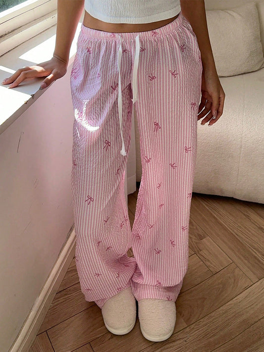 Striped Wide Leg Drawstring Pant