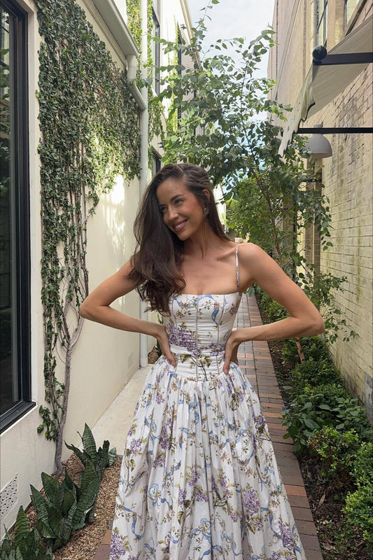 Sexy Cami Fitted Waist Elegant Floral Dress