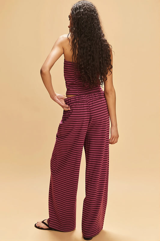 Stripe Bandeau Wide Leg Pants Set