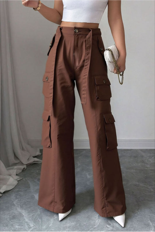 Vintage Denim Multi-Pocket Cargo Pants Dark Brown / S