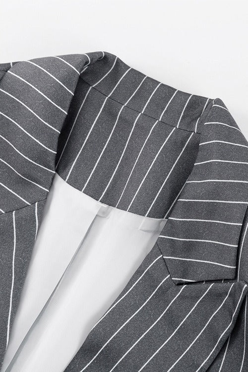 Fashion Striped Suit Blazer Two Piece Set