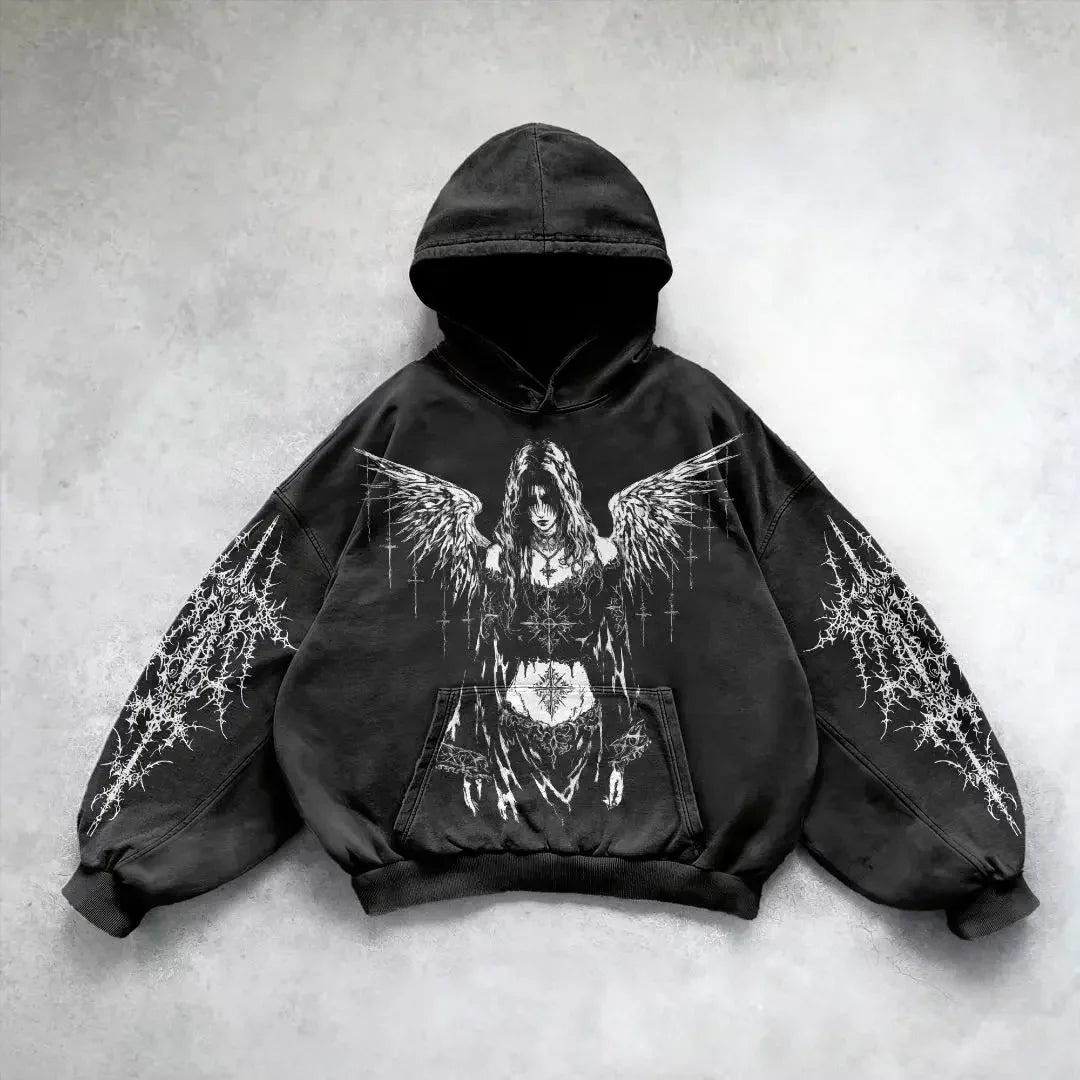 Gothic Skull Zipper Hoodie black 10 / S