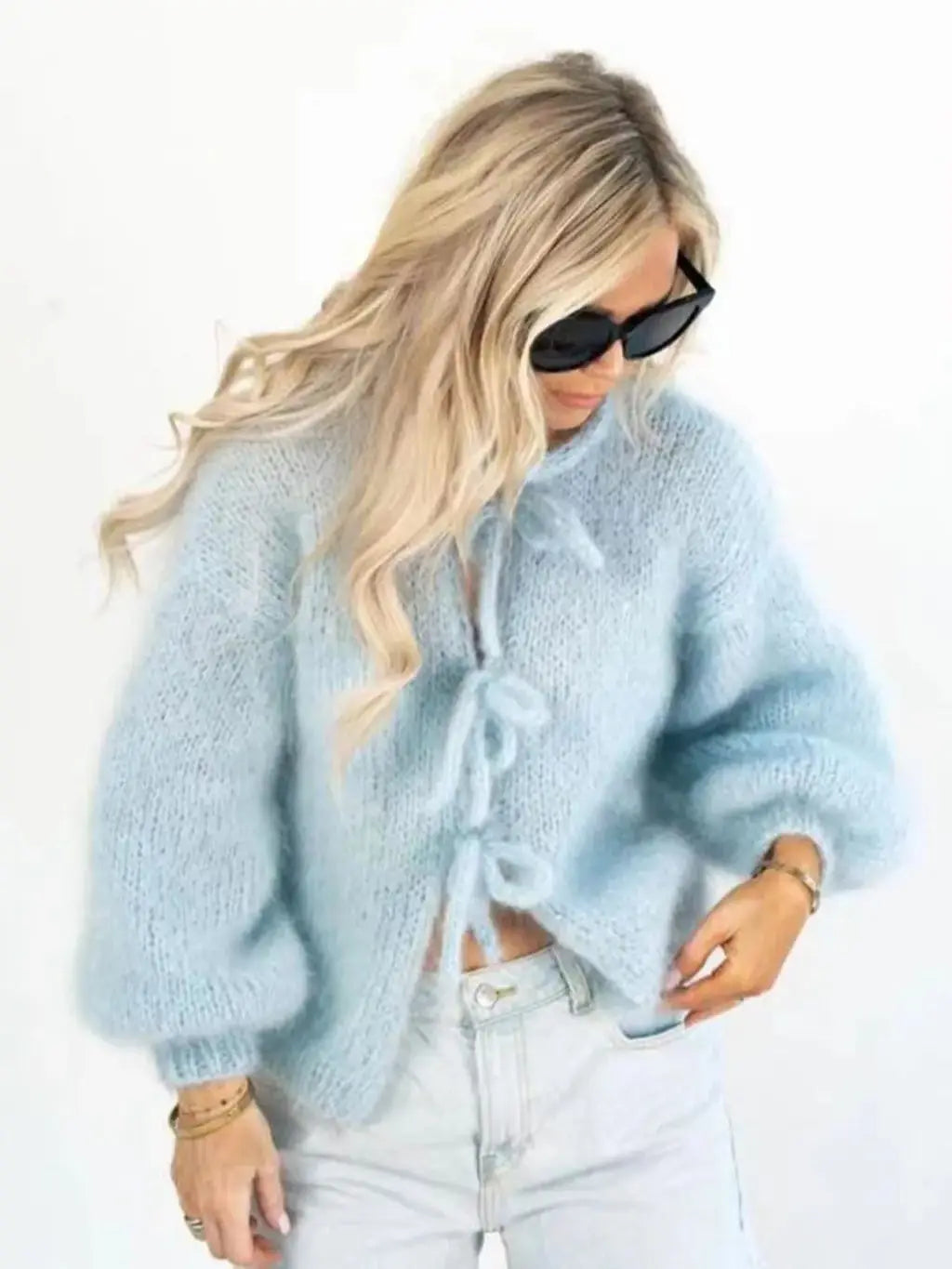 Mohair Soft Zip Tie Ivory Cardigan Cardigan-241208