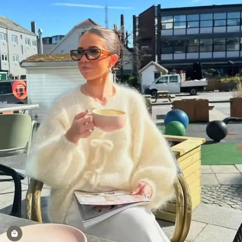 Mohair Soft Zip Tie Ivory Cardigan / S Cardigan-241208