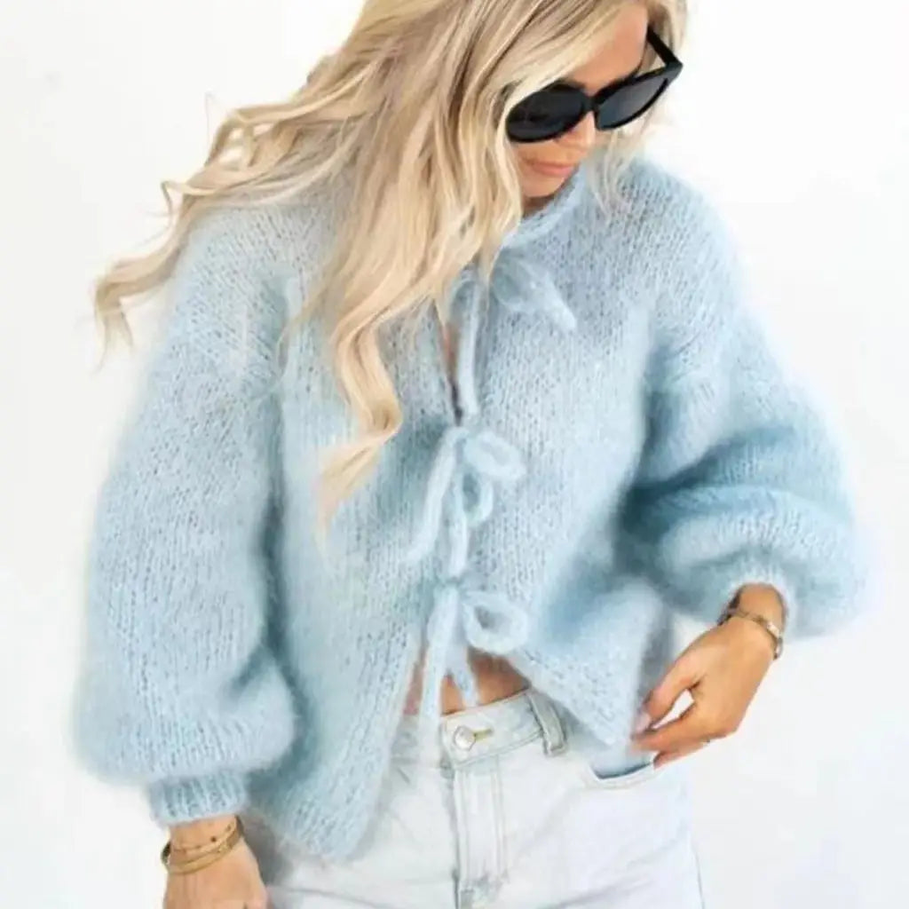 Mohair Soft Zip Tie Ivory Cardigan Cardigan-241208