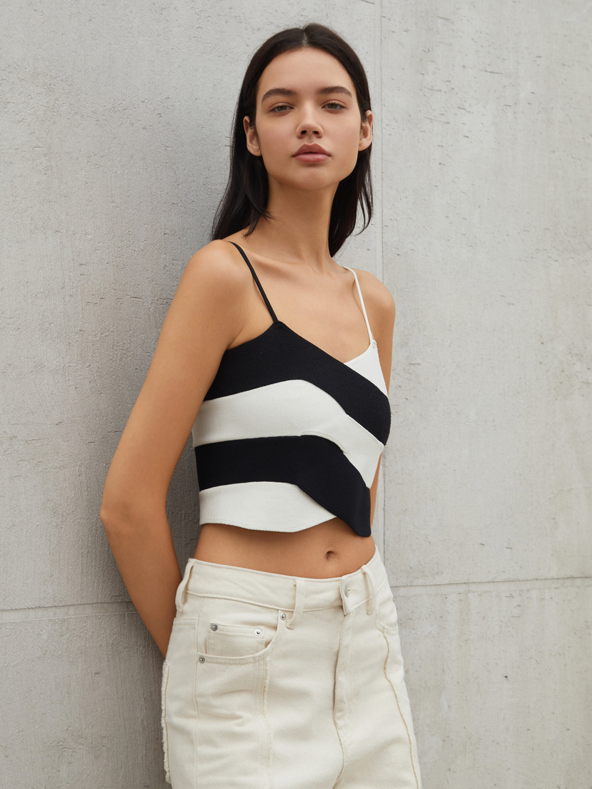Cross Layer Crop Trendy Cami Sweater Vest Sweaters-L