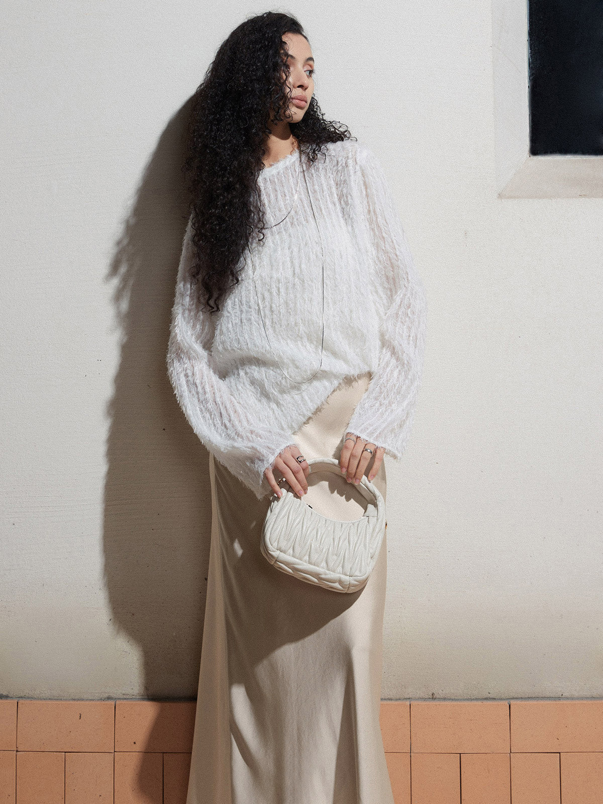 Effortlessly Split Graceful Long Sleeve Blouse Blouses