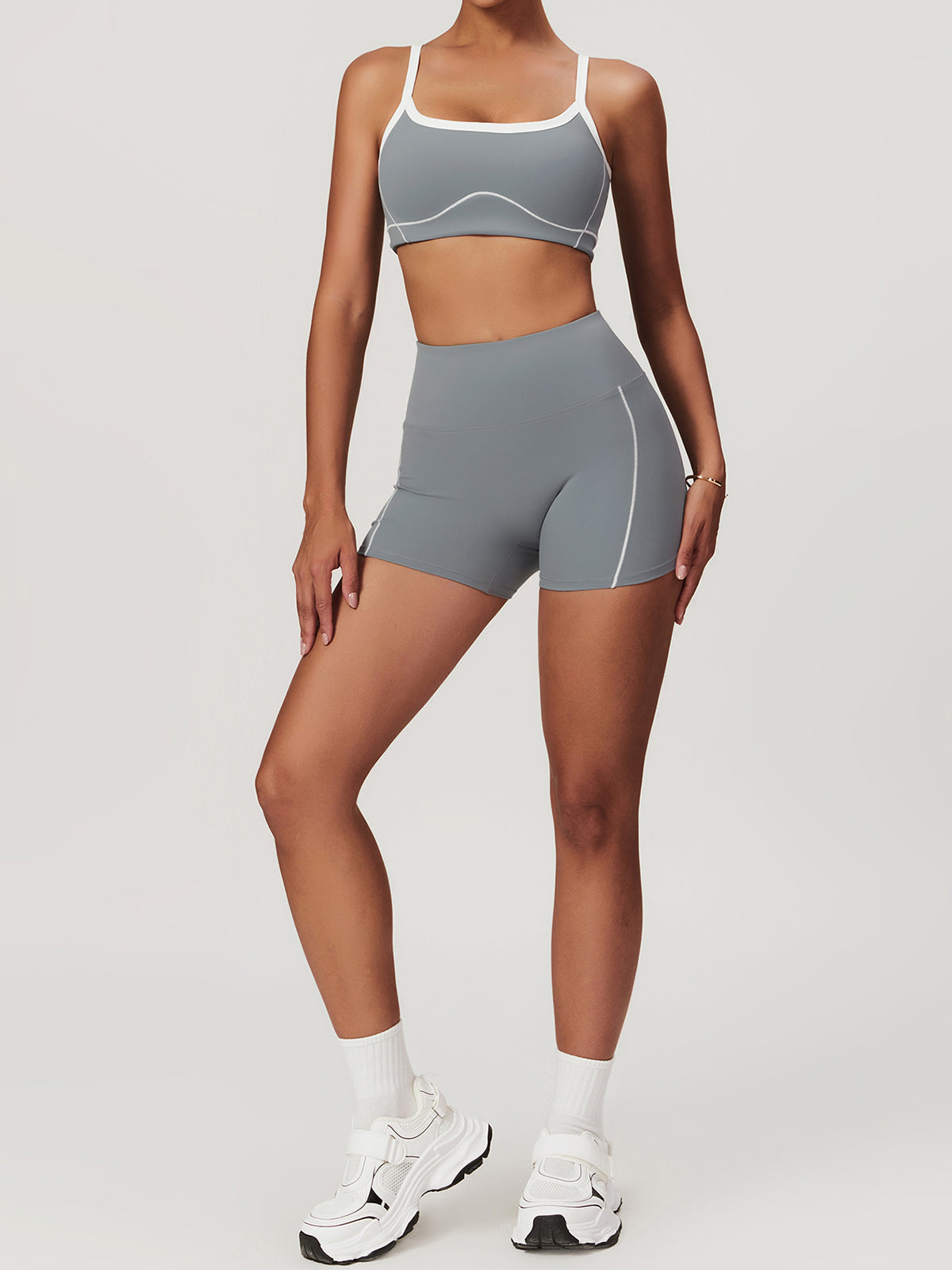 Seamless Contrast Binding Sports Bra Active Tops