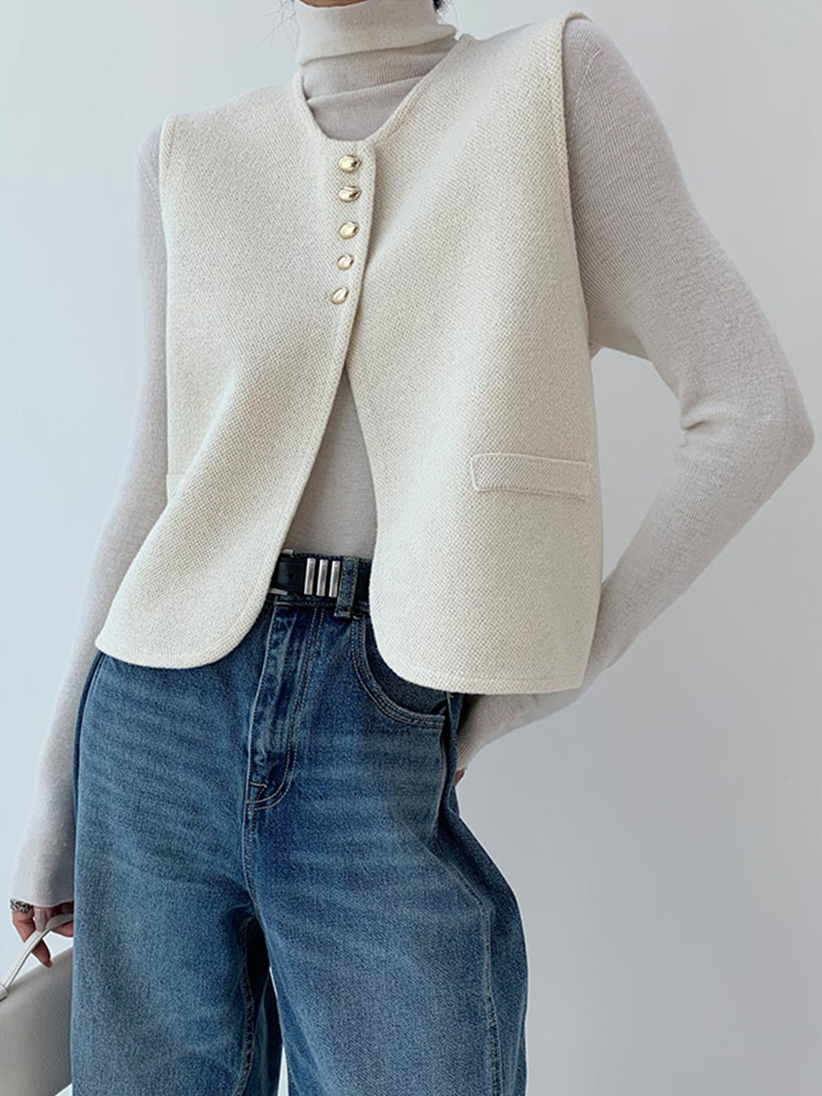 Elegant Split Sweater Vest Sweater Vests