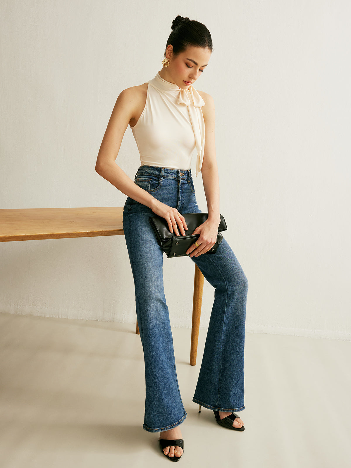 Tie Neck Halter Top Tank Tops & Camis