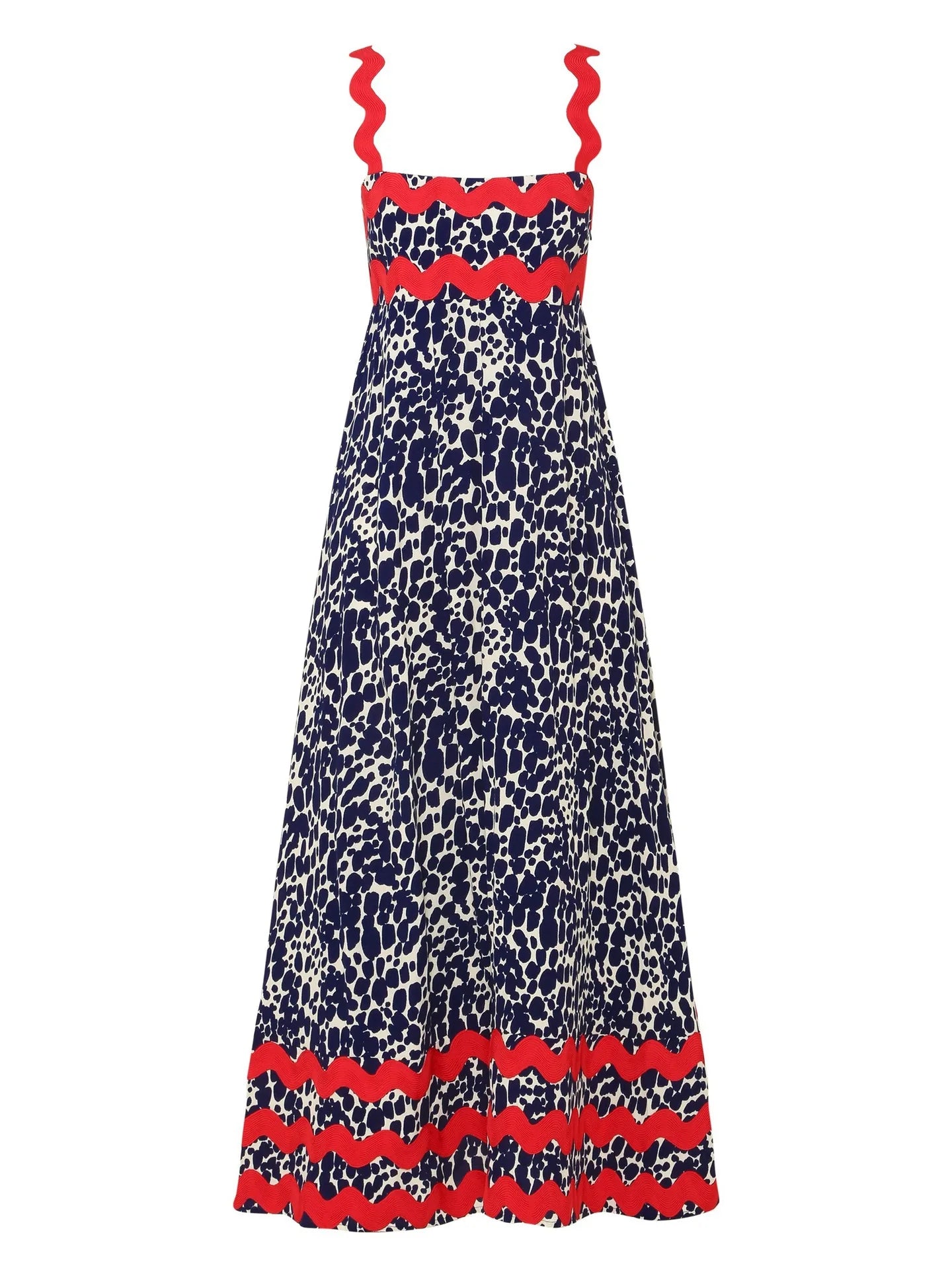 Bohemian Summer Printed A-Line Sexy Backless Spaghetti Strap Boho Dress Dark Blue / S