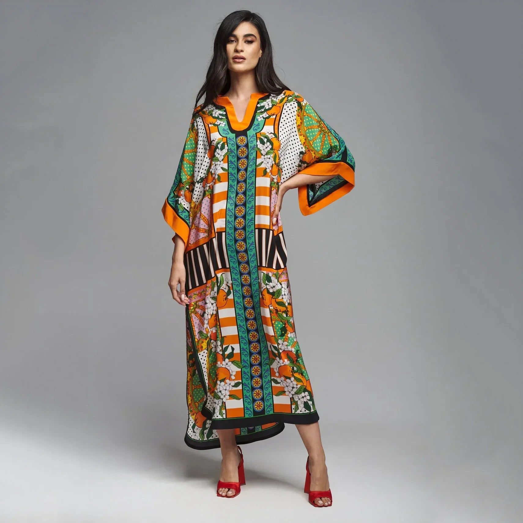 Floral Print Loose Kimono Boho Beach Cover up bohocoverup-250126