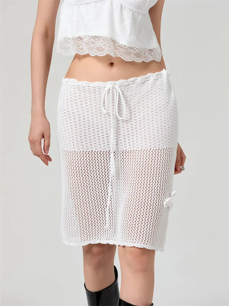 Crochet 3D Flower Patchwork Skirt skirts-250223