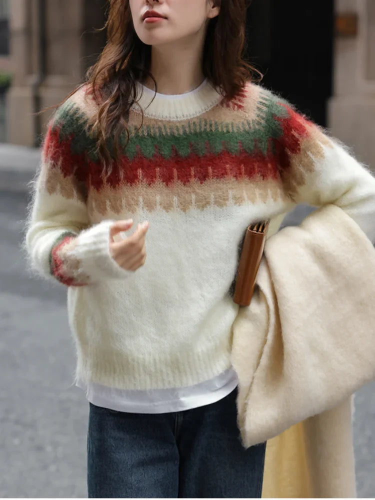 Christmas Red Thick Retro Lazy Wind Sweater