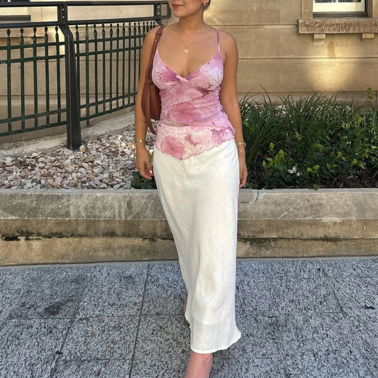 Haut court dos nu à volants réglables