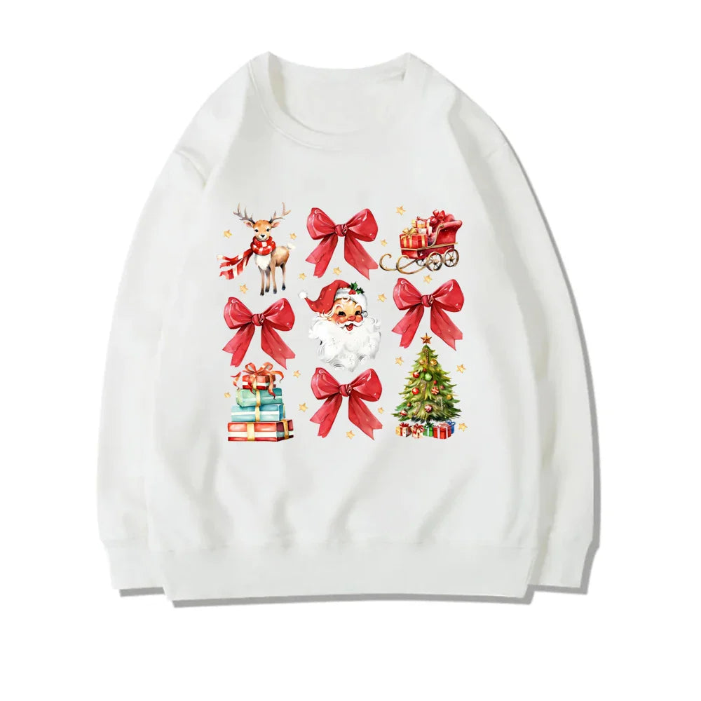 Stylish Coquette Christmas Santa Sweatshirt Holiday Hoodie White 1 / S Hoodies-L