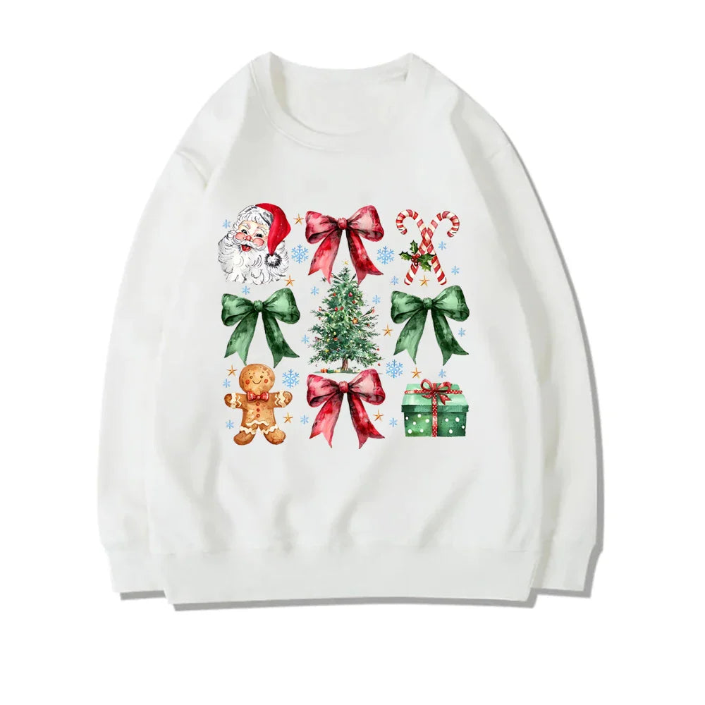 Stylish Coquette Christmas Santa Sweatshirt Holiday Hoodie White / S Hoodies-L