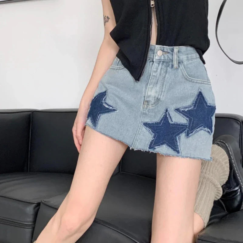 Vintage Stars Retro Y2K Harajuku A-Line Korean Skirt