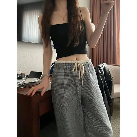 Plaid High Waist Baggy Pants