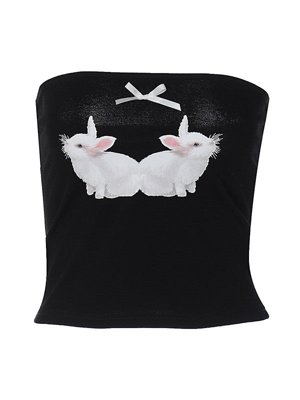Cute Bow Tie Embellished Ribbed Trim Sophisticated Sleeveless Crop Top - Hot Pink Bandeau Tops
