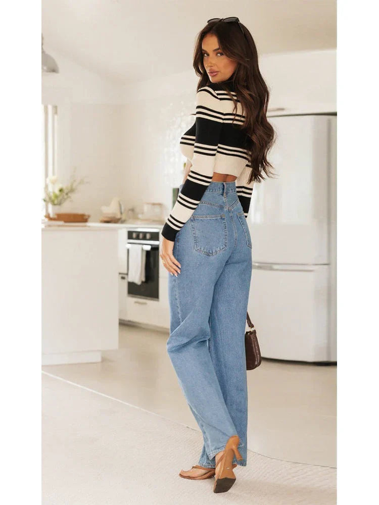 European And American Women’s Washed Fashion Long Basic Straight-Leg Pants All-Match For All