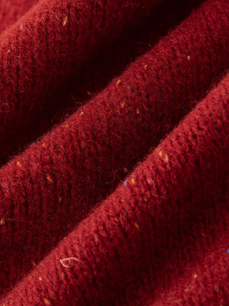 Casual Full Sleeve Loose Layup Knitwear Red Christmas Sweater Sweaters-L