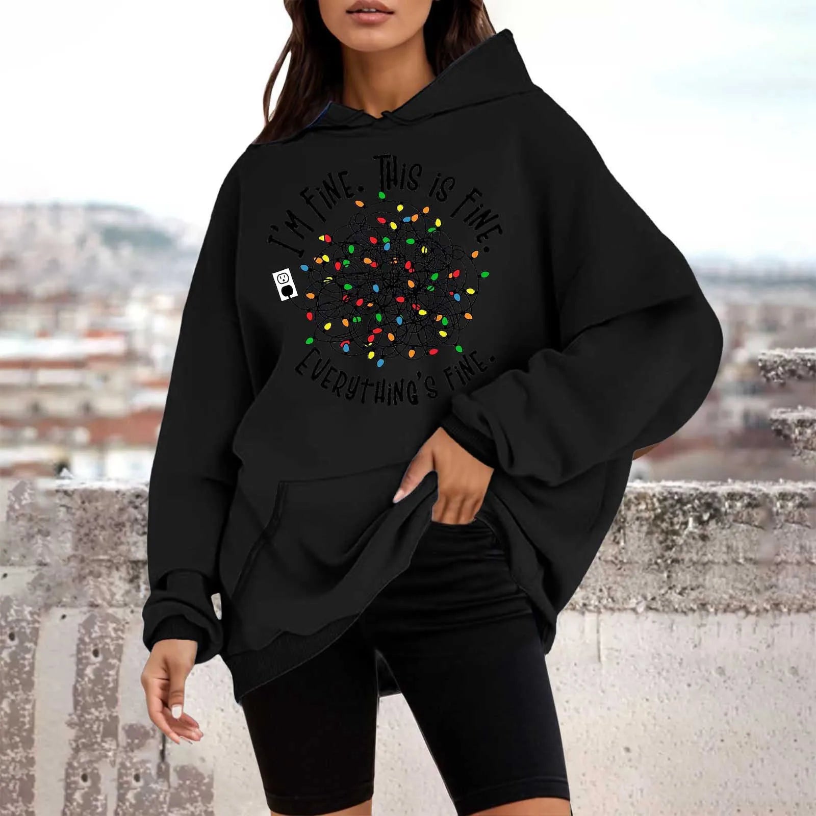 Loose Pullover Four Christmas Tree Crewneck New Autumn Hoodie Black-D / M Hoodies-L