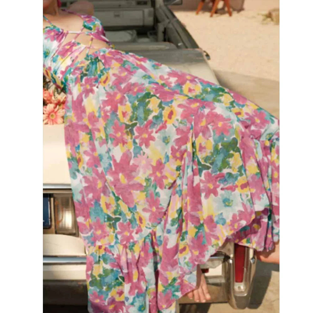 Printed Cutouts Tie One Piece Swimsuit onepiece-250223